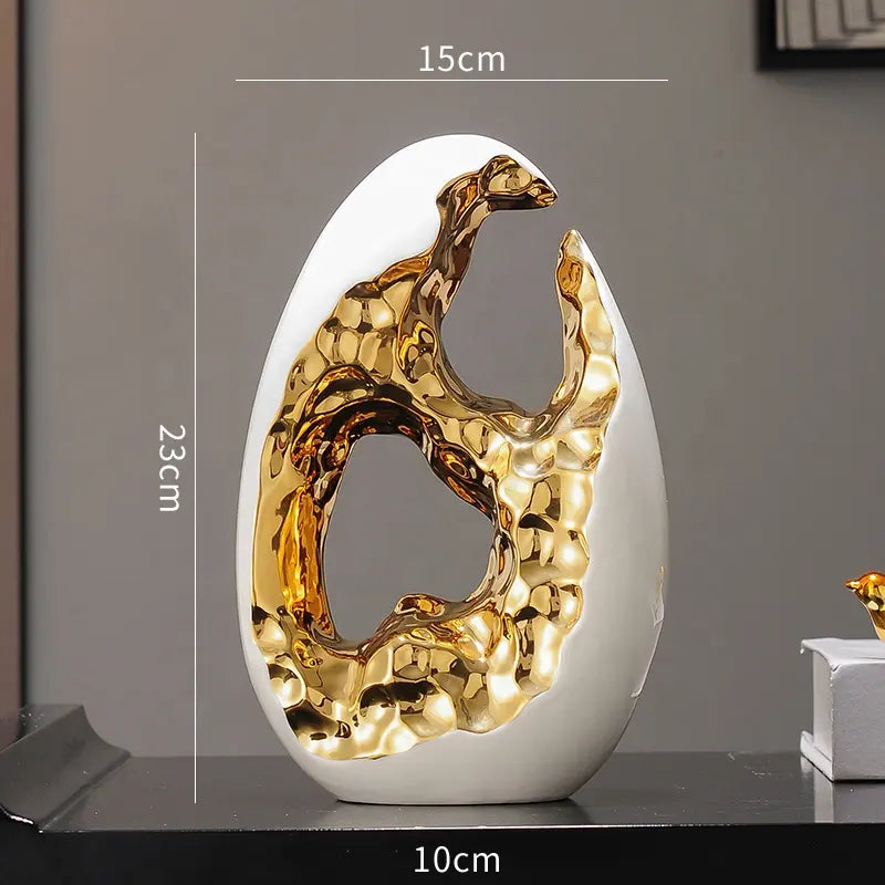 Simple modern high-end living room wedding interior design ceramic golden egg decoration home luxury decor accessories