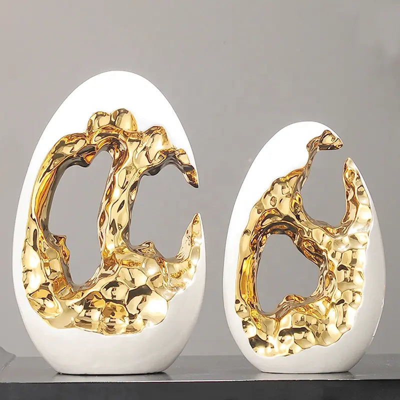 Simple modern high-end living room wedding interior design ceramic golden egg decoration home luxury decor accessories
