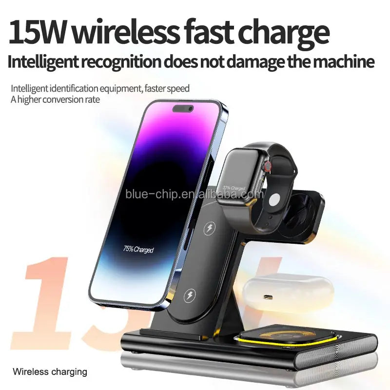 2025 Trending Hot Product 15W PD Wireless Charging 3 All In 1 Wireless Charger With Night Light For Iphone Samsung
